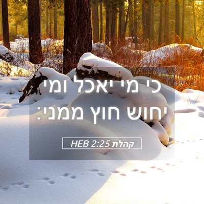 Picture 05 - קהלת 2:25 HEB - כי מי יאכל ומי יחוש חוץ - Bible Verse Picture