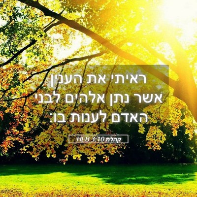 Picture 05 - קהלת 3:10 HEB - ראיתי את הענין אשר נתן - Bible Verse Picture
