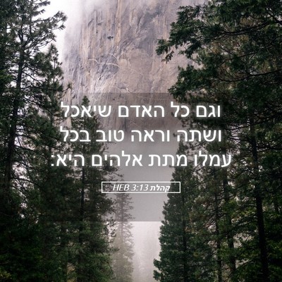 Picture 05 - קהלת 3:13 HEB - וגם כל האדם שיאכל ושתה וראה - Bible Verse Picture