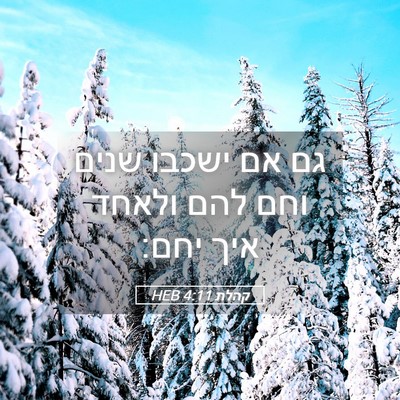 Picture 05 - קהלת 4:11 HEB - גם אם ישכבו שנים וחם להם - Bible Verse Picture