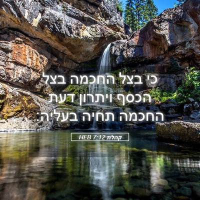 Picture 05 - קהלת 7:12 HEB - כי בצל החכמה בצל הכסף - Bible Verse Picture