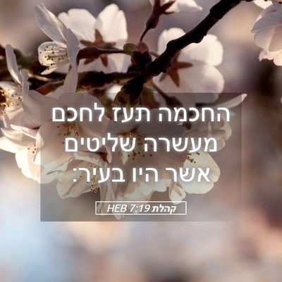 Picture 05 - קהלת 7:19 HEB - החכמה תעז לחכם מעשרה - Bible Verse Picture