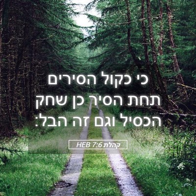 Picture 05 - קהלת 7:6 HEB - כי כקול הסירים תחת הסיר כן - Bible Verse Picture