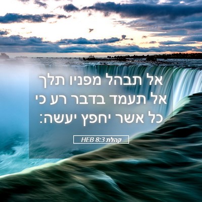 Picture 05 - קהלת 8:3 HEB - אל תבהל מפניו תלך אל תעמד - Bible Verse Picture