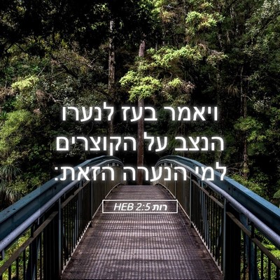 Picture 05 - רות 2:5 HEB - ויאמר בעז לנערו הנצב על - Bible Verse Picture