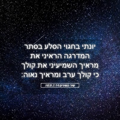 Picture 05 - שיר השירים 2:14 HEB - יונתי בחגוי הסלע בסתר - Bible Verse Picture