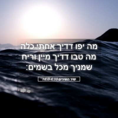 Picture 05 - שיר השירים 4:10 HEB - מה יפו דדיך אחתי כלה מה טבו - Bible Verse Picture