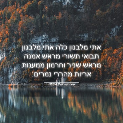 Picture 05 - שיר השירים 4:8 HEB - אתי מלבנון כלה אתי מלבנון - Bible Verse Picture