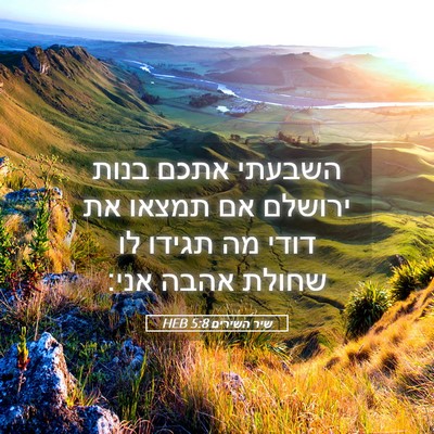 Picture 05 - שיר השירים 5:8 HEB - השבעתי אתכם בנות ירושלם אם - Bible Verse Picture