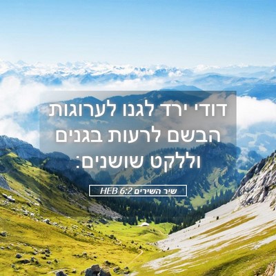 Picture 05 - שיר השירים 6:2 HEB - דודי ירד לגנו לערוגות הבשם - Bible Verse Picture