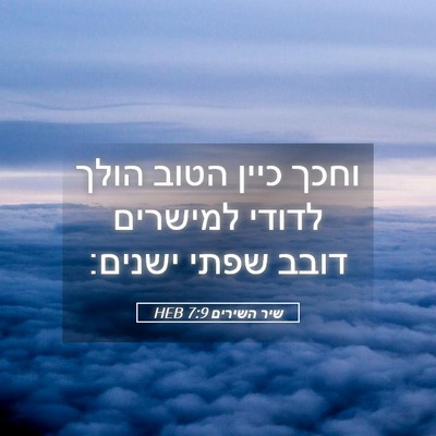 Picture 05 - שיר השירים 7:9 HEB - וחכך כיין הטוב הולך לדודי - Bible Verse Picture