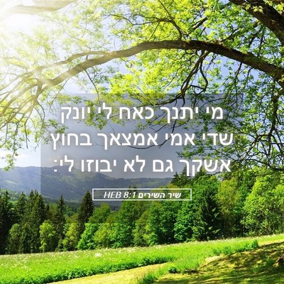 Picture 05 - שיר השירים 8:1 HEB - מי יתנך כאח לי יונק שדי אמי - Bible Verse Picture