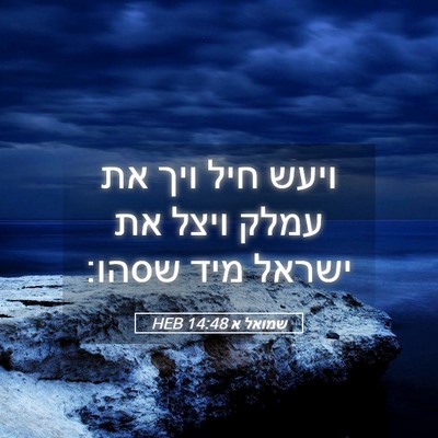 Picture 05 - שמואל א 14:48 HEB - ויעש חיל ויך את עמלק ויצל - Bible Verse Picture