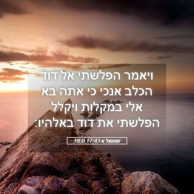 Picture 05 - שמואל א 17:43 HEB - ויאמר הפלשתי אל דוד הכלב - Bible Verse Picture