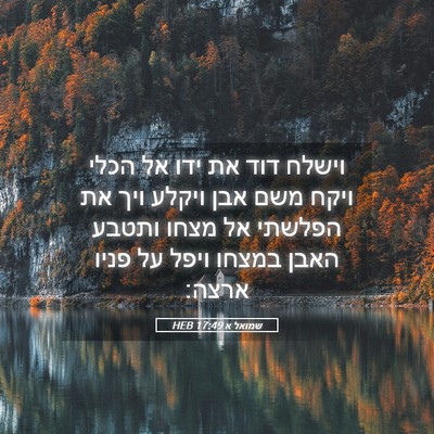 Picture 05 - שמואל א 17:49 HEB - וישלח דוד את ידו אל הכלי - Bible Verse Picture