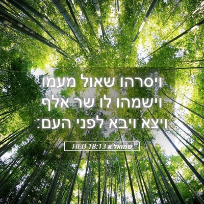 Picture 05 - שמואל א 18:13 HEB - ויסרהו שאול מעמו וישמהו לו - Bible Verse Picture