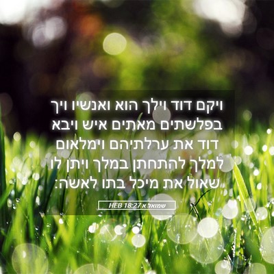 Picture 05 - שמואל א 18:27 HEB - ויקם דוד וילך הוא ואנשיו - Bible Verse Picture