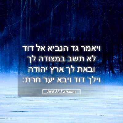 Picture 05 - שמואל א 22:5 HEB - ויאמר גד הנביא אל דוד לא - Bible Verse Picture