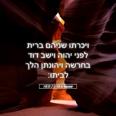 Picture 05 - שמואל א 23:18 HEB - ויכרתו שניהם ברית לפני - Bible Verse Picture