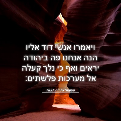 Picture 05 - שמואל א 23:3 HEB - ויאמרו אנשי דוד אליו הנה - Bible Verse Picture