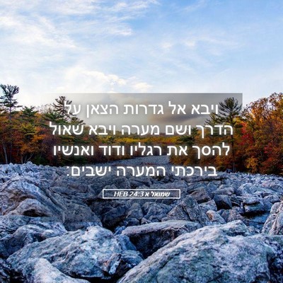 Picture 05 - שמואל א 24:3 HEB - ויבא אל גדרות הצאן על הדרך - Bible Verse Picture