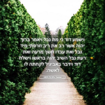 Picture 05 - שמואל א 25:39 HEB - וישמע דוד כי מת נבל ויאמר - Bible Verse Picture
