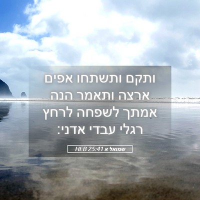 Picture 05 - שמואל א 25:41 HEB - ותקם ותשתחו אפים ארצה - Bible Verse Picture