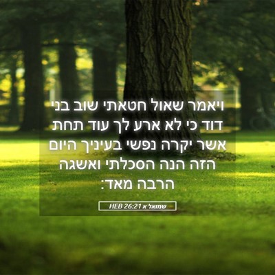 Picture 05 - שמואל א 26:21 HEB - ויאמר שאול חטאתי שוב בני - Bible Verse Picture
