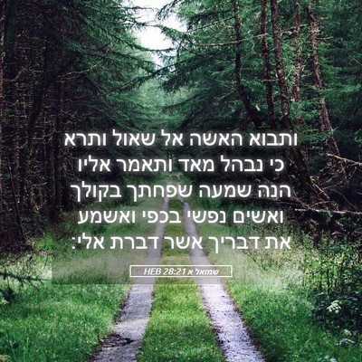 Picture 05 - שמואל א 28:21 HEB - ותבוא האשה אל שאול ותרא כי - Bible Verse Picture