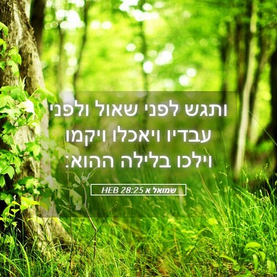 Picture 05 - שמואל א 28:25 HEB - ותגש לפני שאול ולפני עבדיו - Bible Verse Picture