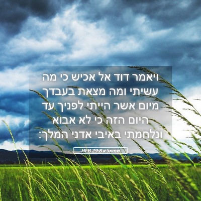 Picture 05 - שמואל א 29:8 HEB - ויאמר דוד אל אכיש כי מה - Bible Verse Picture