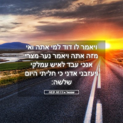 Picture 05 - שמואל א 30:13 HEB - ויאמר לו דוד למי אתה ואי - Bible Verse Picture