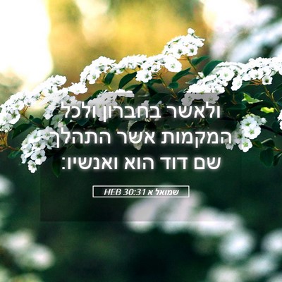 Picture 05 - שמואל א 30:31 HEB - ולאשר בחברון ולכל המקמות - Bible Verse Picture