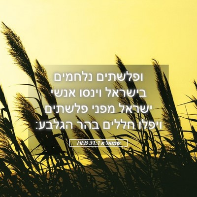 Picture 05 - שמואל א 31:1 HEB - ופלשתים נלחמים בישראל - Bible Verse Picture