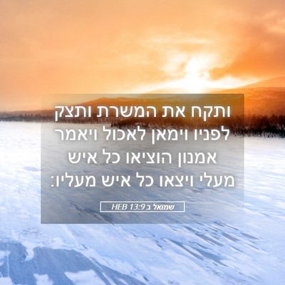 Picture 05 - שמואל ב 13:9 HEB - ותקח את המשרת ותצק לפניו - Bible Verse Picture