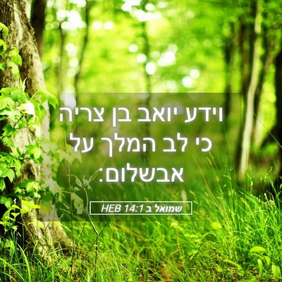 Picture 05 - שמואל ב 14:1 HEB - וידע יואב בן צריה כי לב - Bible Verse Picture
