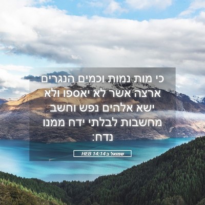 Picture 05 - שמואל ב 14:14 HEB - כי מות נמות וכמים הנגרים - Bible Verse Picture