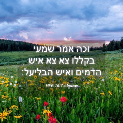 Picture 05 - שמואל ב 16:7 HEB - וכה אמר שמעי בקללו צא צא - Bible Verse Picture