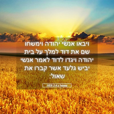 Picture 05 - שמואל ב 2:4 HEB - ויבאו אנשי יהודה וימשחו שם - Bible Verse Picture