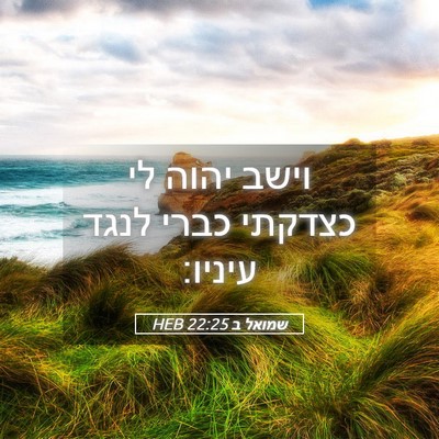 Picture 05 - שמואל ב 22:25 HEB - וישב יהוה לי כצדקתי כברי - Bible Verse Picture