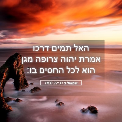 Picture 05 - שמואל ב 22:31 HEB - האל תמים דרכו אמרת יהוה - Bible Verse Picture