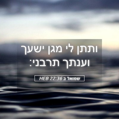 Picture 05 - שמואל ב 22:36 HEB - ותתן לי מגן ישעך וענתך - Bible Verse Picture