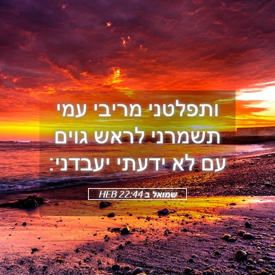Picture 05 - שמואל ב 22:44 HEB - ותפלטני מריבי עמי תשמרני - Bible Verse Picture