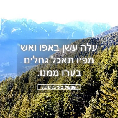 Picture 05 - שמואל ב 22:9 HEB - עלה עשן באפו ואש מפיו תאכל - Bible Verse Picture