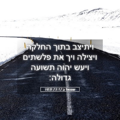 Picture 05 - שמואל ב 23:12 HEB - ויתיצב בתוך החלקה ויצילה - Bible Verse Picture