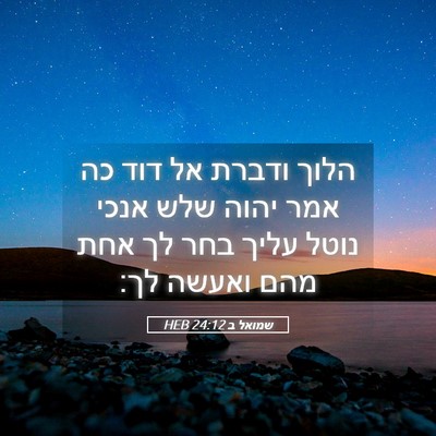 Picture 05 - שמואל ב 24:12 HEB - הלוך ודברת אל דוד כה אמר - Bible Verse Picture