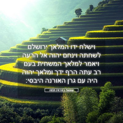 Picture 05 - שמואל ב 24:16 HEB - וישלח ידו המלאך ירושלם - Bible Verse Picture
