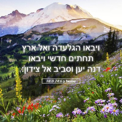 Picture 05 - שמואל ב 24:6 HEB - ויבאו הגלעדה ואל ארץ תחתים - Bible Verse Picture