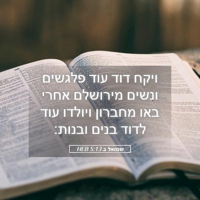 Picture 05 - שמואל ב 5:13 HEB - ויקח דוד עוד פלגשים ונשים - Bible Verse Picture