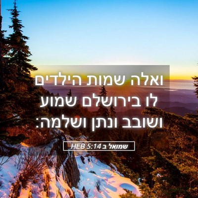 Picture 05 - שמואל ב 5:14 HEB - ואלה שמות הילדים לו - Bible Verse Picture